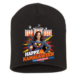 Happy Kamalaween Kamala Harris Halloween Cat Ladies Witches Short Acrylic Beanie