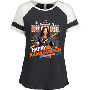 Happy Kamalaween Kamala Harris Halloween Cat Ladies Witches Enza Ladies Jersey Colorblock Tee