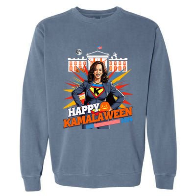 Happy Kamalaween Kamala Harris Halloween Cat Ladies Witches Garment-Dyed Sweatshirt