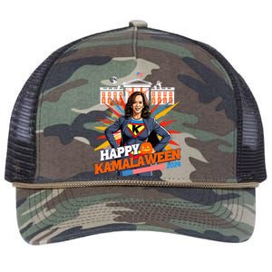 Happy Kamalaween Kamala Harris Halloween Cat Ladies Witches Retro Rope Trucker Hat Cap