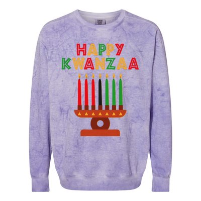 Happy Kwanzaa Kinara Seven Candles African American Colorblast Crewneck Sweatshirt