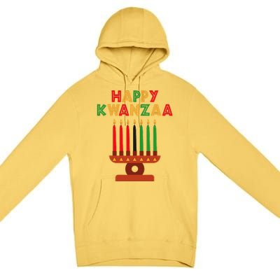 Happy Kwanzaa Kinara Seven Candles African American Premium Pullover Hoodie