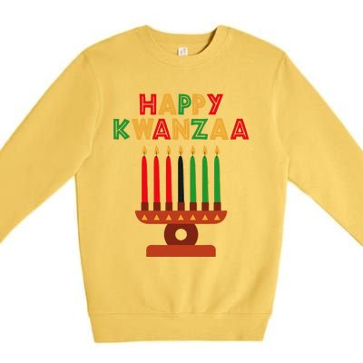 Happy Kwanzaa Kinara Seven Candles African American Premium Crewneck Sweatshirt