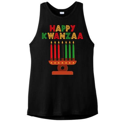 Happy Kwanzaa Kinara Seven Candles African American Ladies PosiCharge Tri-Blend Wicking Tank