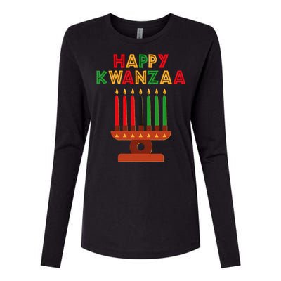 Happy Kwanzaa Kinara Seven Candles African American Womens Cotton Relaxed Long Sleeve T-Shirt