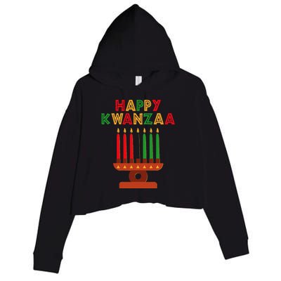 Happy Kwanzaa Kinara Seven Candles African American Crop Fleece Hoodie