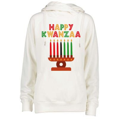 Happy Kwanzaa Kinara Seven Candles African American Womens Funnel Neck Pullover Hood