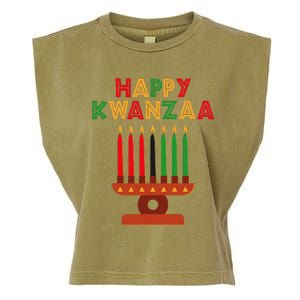 Happy Kwanzaa Kinara Seven Candles African American Garment-Dyed Women's Muscle Tee