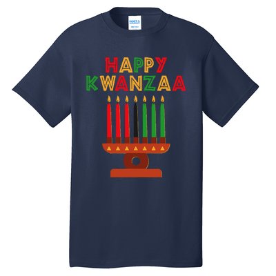 Happy Kwanzaa Kinara Seven Candles African American Tall T-Shirt