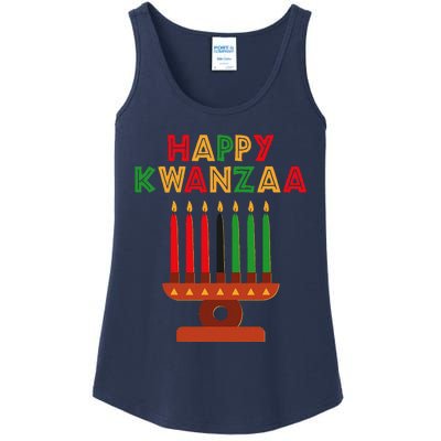 Happy Kwanzaa Kinara Seven Candles African American Ladies Essential Tank