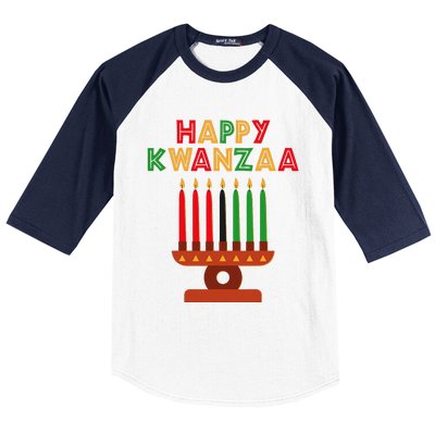 Happy Kwanzaa Kinara Seven Candles African American Baseball Sleeve Shirt