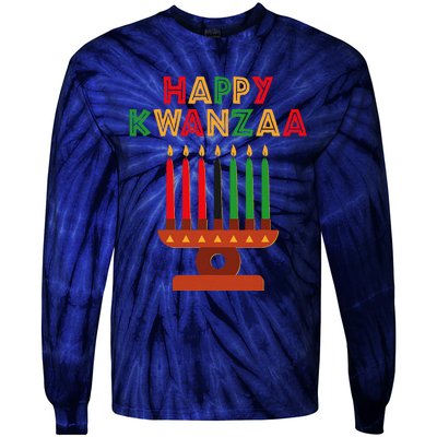 Happy Kwanzaa Kinara Seven Candles African American Tie-Dye Long Sleeve Shirt