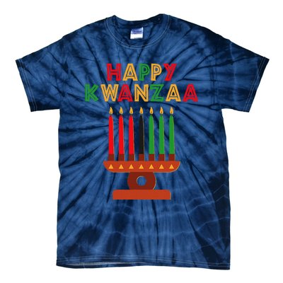 Happy Kwanzaa Kinara Seven Candles African American Tie-Dye T-Shirt