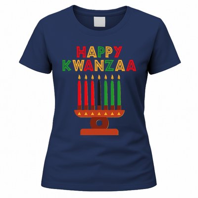 Happy Kwanzaa Kinara Seven Candles African American Women's T-Shirt