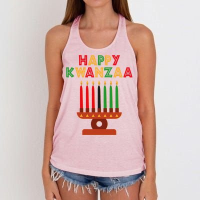 Happy Kwanzaa Kinara Seven Candles African American Women's Knotted Racerback Tank