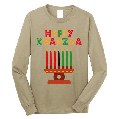 Happy Kwanzaa Kinara Seven Candles African American Long Sleeve Shirt