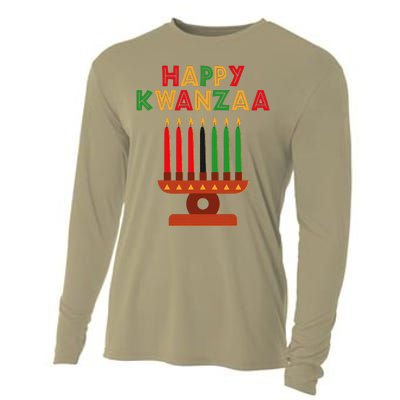 Happy Kwanzaa Kinara Seven Candles African American Cooling Performance Long Sleeve Crew