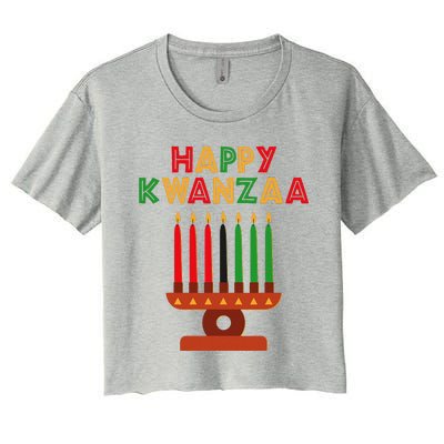 Happy Kwanzaa Kinara Seven Candles African American Women's Crop Top Tee