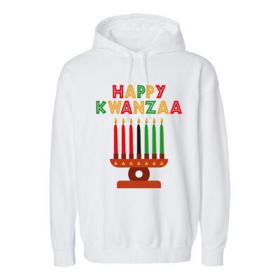 Happy Kwanzaa Kinara Seven Candles African American Garment-Dyed Fleece Hoodie