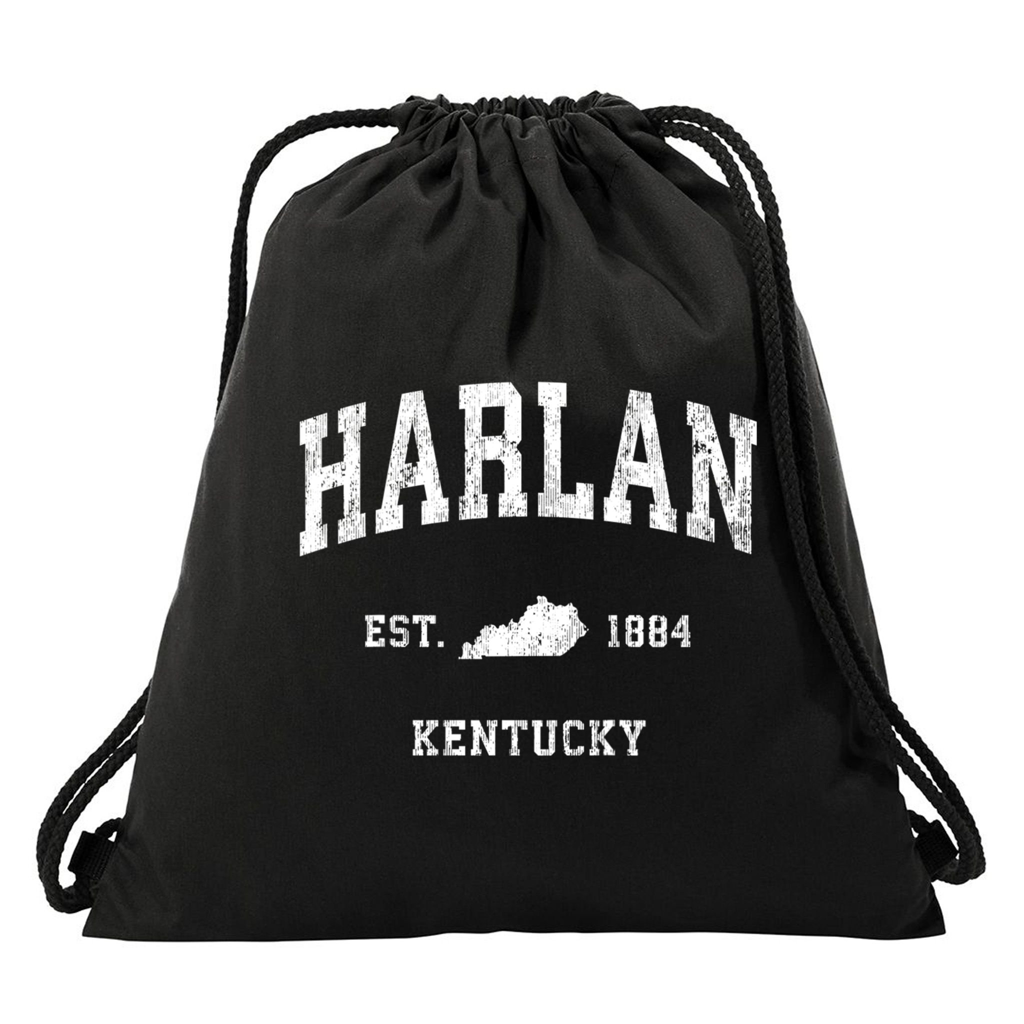 Harlan Kentucky Ky Vintage Established Athletic Sports Design Drawstring Bag