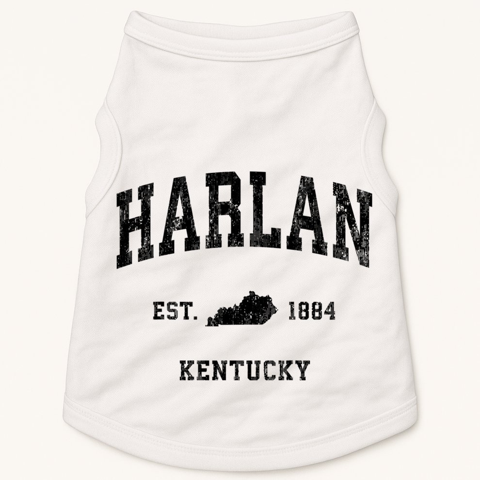 Harlan Kentucky Ky Vintage Established Athletic Sports Design Doggie Tank