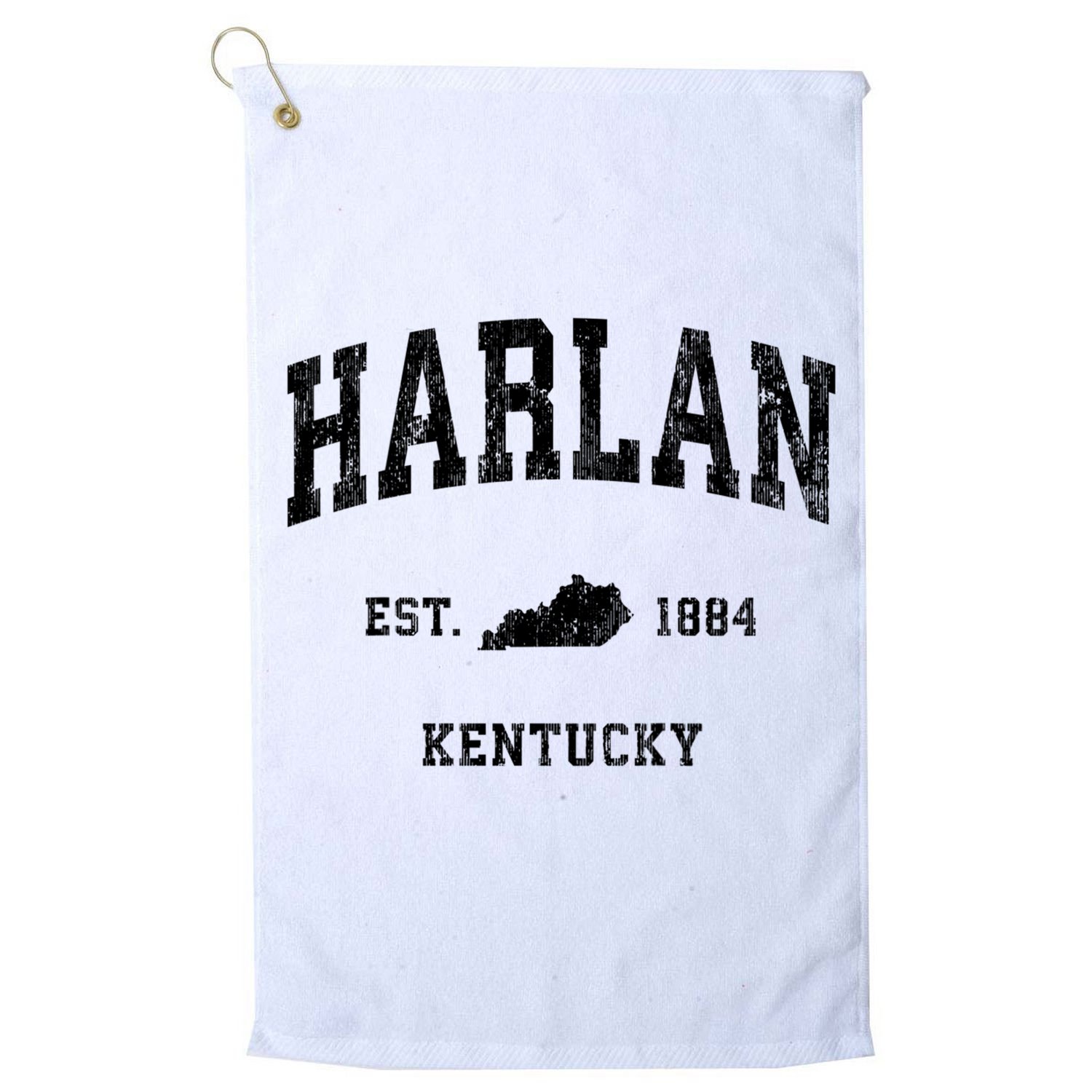 Harlan Kentucky Ky Vintage Established Athletic Sports Design Golf Towel