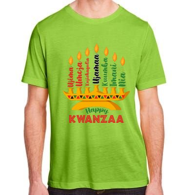 Happy Kwanzaa Kinara Seven Candles Principles Of Kwanzaa Adult ChromaSoft Performance T-Shirt