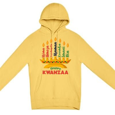 Happy Kwanzaa Kinara Seven Candles Principles Of Kwanzaa Premium Pullover Hoodie