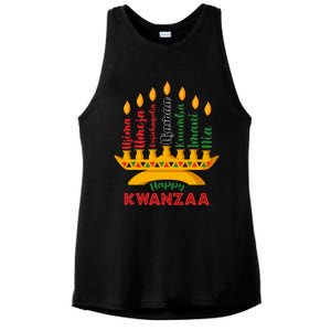 Happy Kwanzaa Kinara Seven Candles Principles Of Kwanzaa Ladies PosiCharge Tri-Blend Wicking Tank