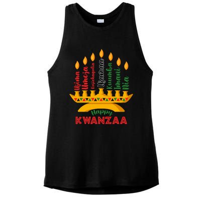 Happy Kwanzaa Kinara Seven Candles Principles Of Kwanzaa Ladies PosiCharge Tri-Blend Wicking Tank