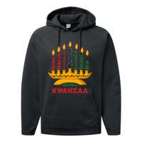 Happy Kwanzaa Kinara Seven Candles Principles Of Kwanzaa Performance Fleece Hoodie