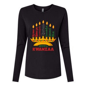 Happy Kwanzaa Kinara Seven Candles Principles Of Kwanzaa Womens Cotton Relaxed Long Sleeve T-Shirt