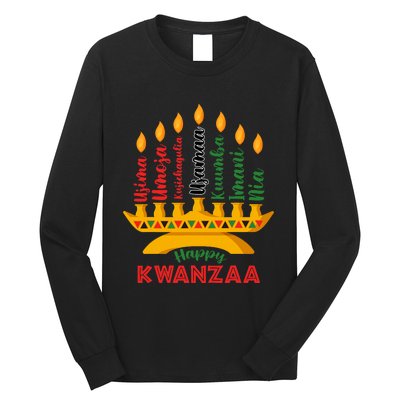 Happy Kwanzaa Kinara Seven Candles Principles Of Kwanzaa Long Sleeve Shirt