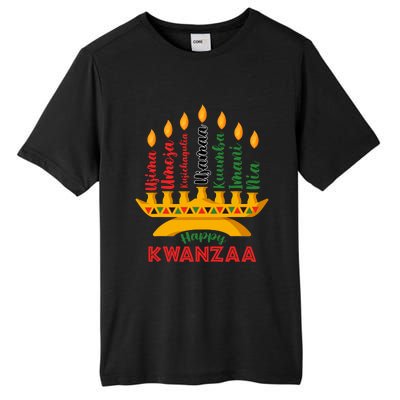 Happy Kwanzaa Kinara Seven Candles Principles Of Kwanzaa Tall Fusion ChromaSoft Performance T-Shirt