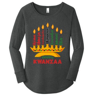 Happy Kwanzaa Kinara Seven Candles Principles Of Kwanzaa Women's Perfect Tri Tunic Long Sleeve Shirt