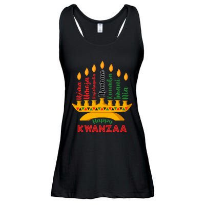 Happy Kwanzaa Kinara Seven Candles Principles Of Kwanzaa Ladies Essential Flowy Tank