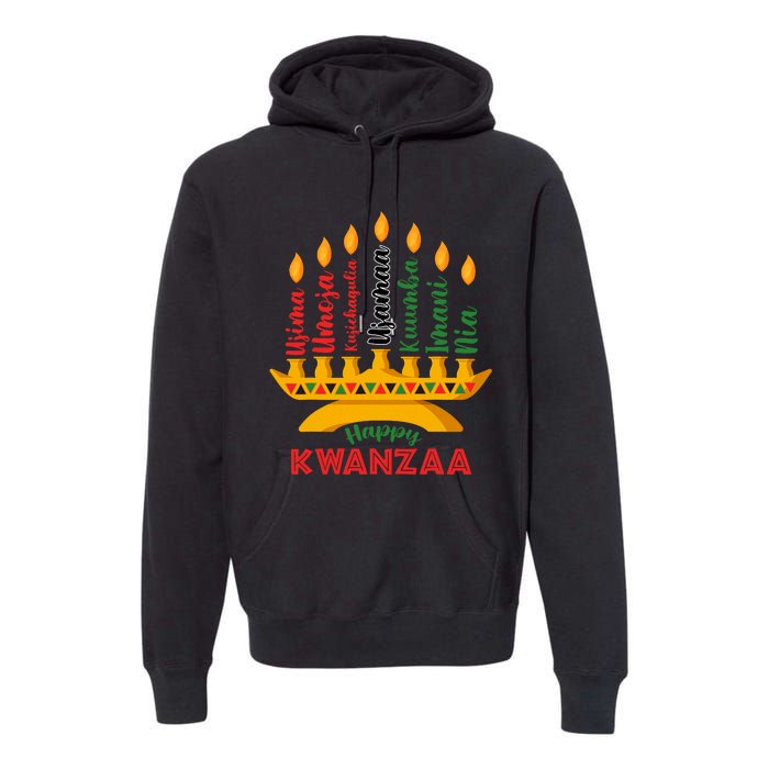 Happy Kwanzaa Kinara Seven Candles Principles Of Kwanzaa Premium Hoodie