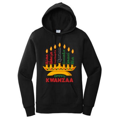 Happy Kwanzaa Kinara Seven Candles Principles Of Kwanzaa Women's Pullover Hoodie