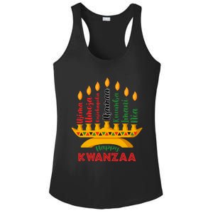 Happy Kwanzaa Kinara Seven Candles Principles Of Kwanzaa Ladies PosiCharge Competitor Racerback Tank