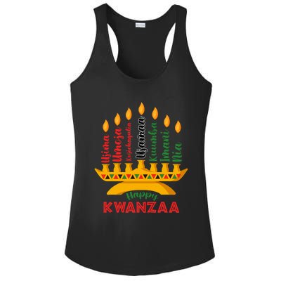 Happy Kwanzaa Kinara Seven Candles Principles Of Kwanzaa Ladies PosiCharge Competitor Racerback Tank