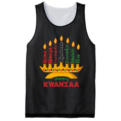 Happy Kwanzaa Kinara Seven Candles Principles Of Kwanzaa Mesh Reversible Basketball Jersey Tank