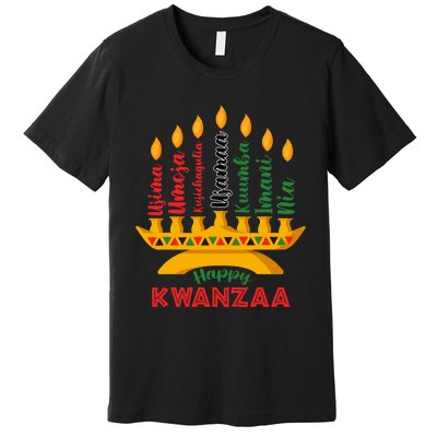 Happy Kwanzaa Kinara Seven Candles Principles Of Kwanzaa Premium T-Shirt