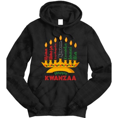 Happy Kwanzaa Kinara Seven Candles Principles Of Kwanzaa Tie Dye Hoodie