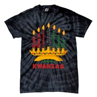 Happy Kwanzaa Kinara Seven Candles Principles Of Kwanzaa Tie-Dye T-Shirt