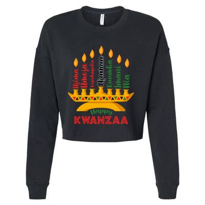 Happy Kwanzaa Kinara Seven Candles Principles Of Kwanzaa Cropped Pullover Crew