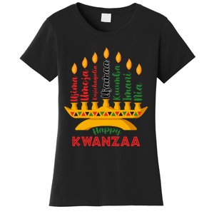 Happy Kwanzaa Kinara Seven Candles Principles Of Kwanzaa Women's T-Shirt