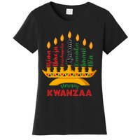 Happy Kwanzaa Kinara Seven Candles Principles Of Kwanzaa Women's T-Shirt