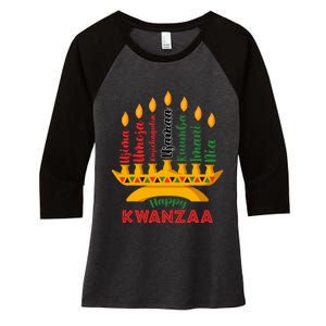 Happy Kwanzaa Kinara Seven Candles Principles Of Kwanzaa Women's Tri-Blend 3/4-Sleeve Raglan Shirt