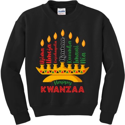 Happy Kwanzaa Kinara Seven Candles Principles Of Kwanzaa Kids Sweatshirt