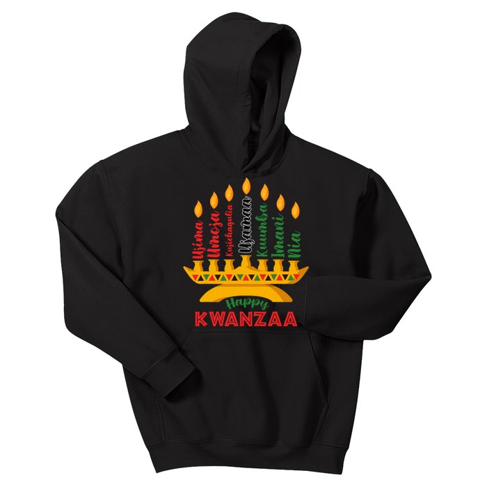 Happy Kwanzaa Kinara Seven Candles Principles Of Kwanzaa Kids Hoodie